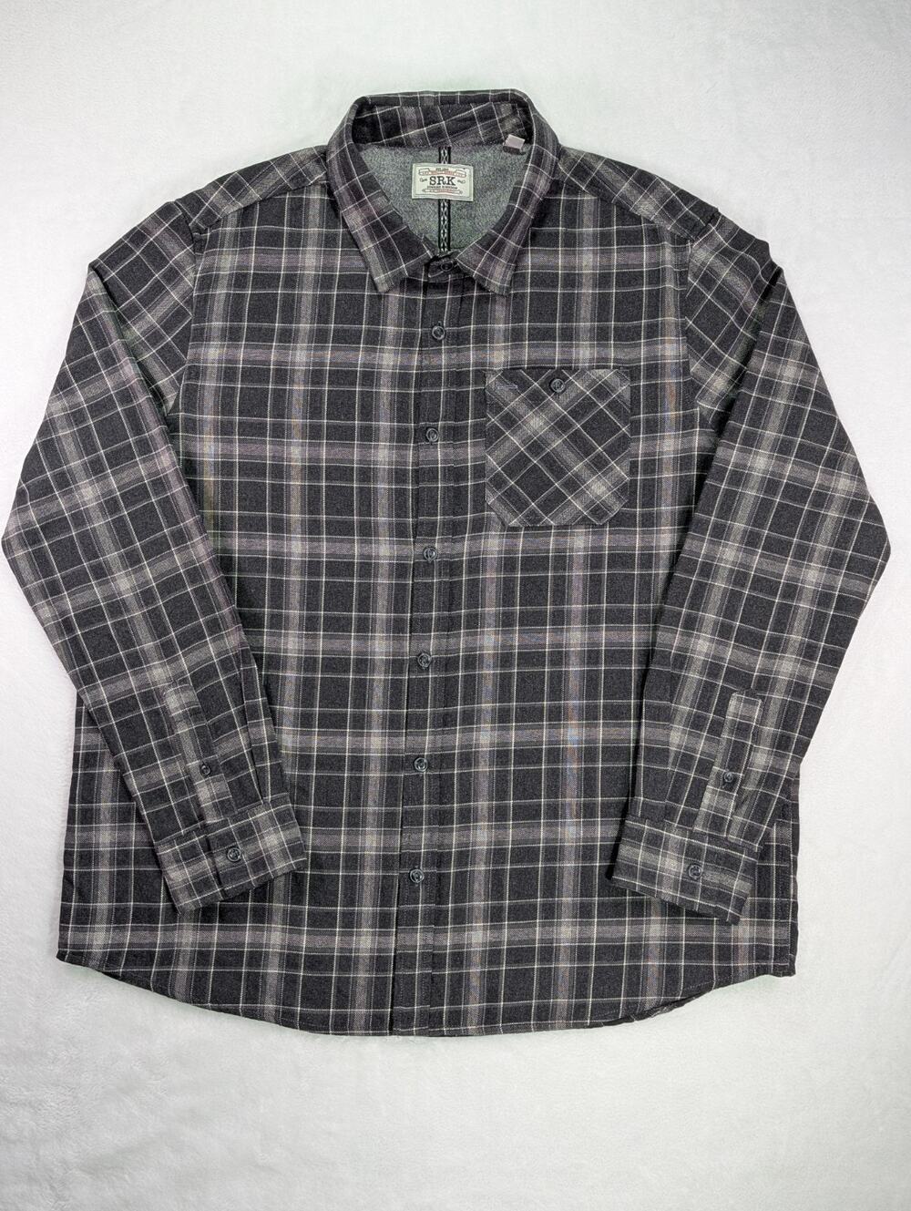 SRK Sunrise Kingdom Gray Plaid Long Sleeve Button Up Shirt Men's XL